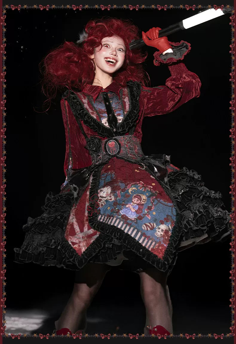 Werewolf Slayer - Gothic Lolita Shirt & Suspender SK Dress Set, Tiered Skirt 44541:811986