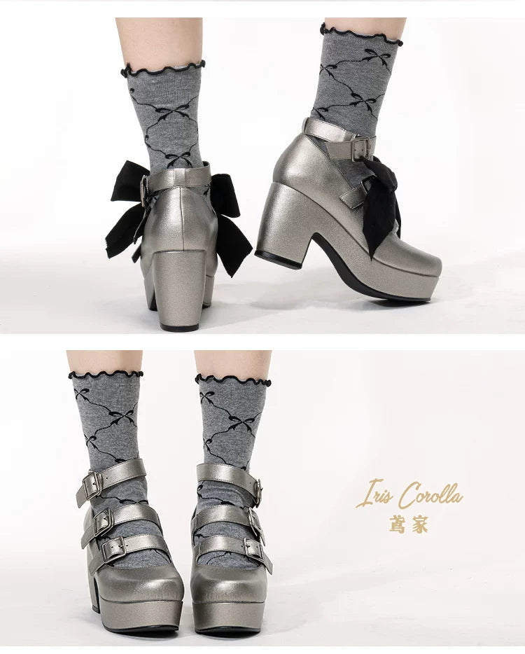 Custom-B - Gothic Lolita Heel Shoes, Triple Buckle Straps 44691:818799