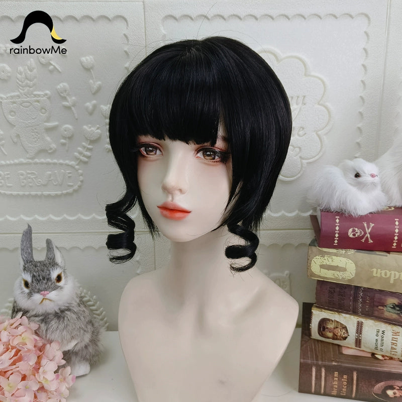 RainbowMe~Kawaii Lolita Curly Short Wig black  