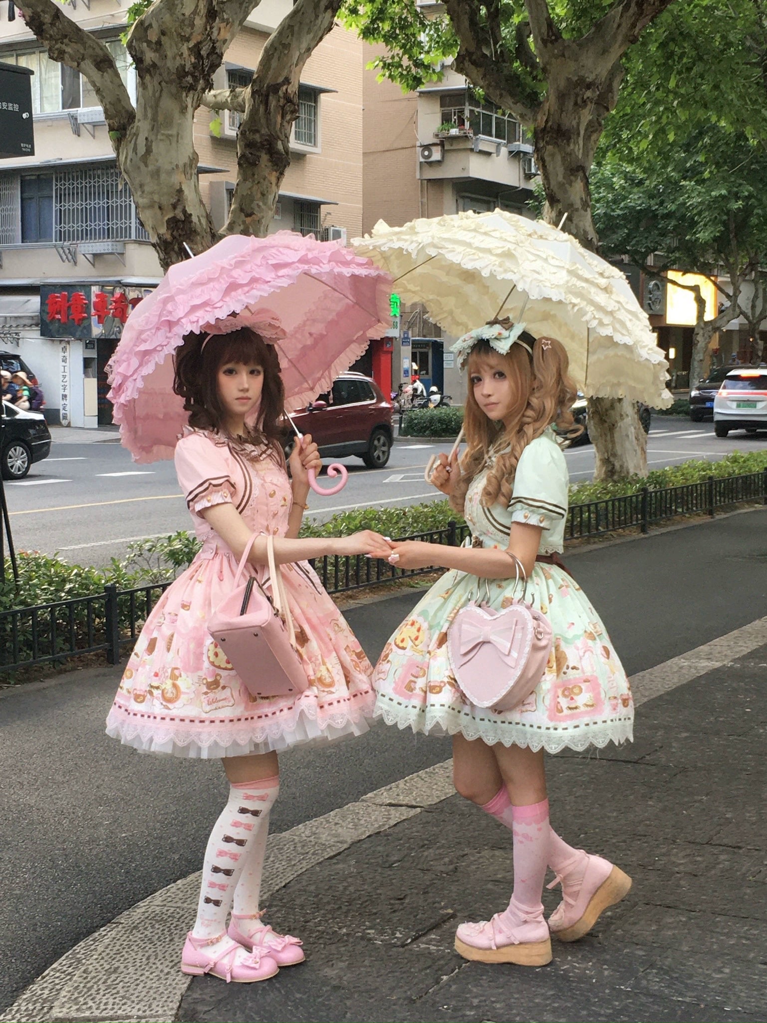 Babyblue - Dream Teahouse - Dessert Print Kawaii Lolita OP Dress Suit 43332:773721