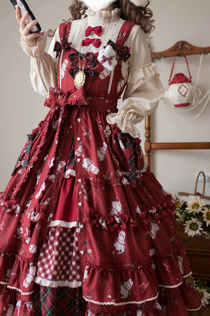 Miss Point~Forest Berry Bunny~Sweet Lolita JSK Elegant Bunny Print Dress