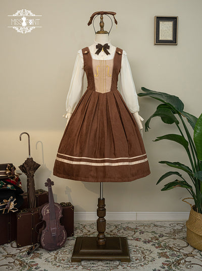 (BFM)Miss Point~Customized Lolita Jumper Dress~Elegant College Lolita JSK XS brown 