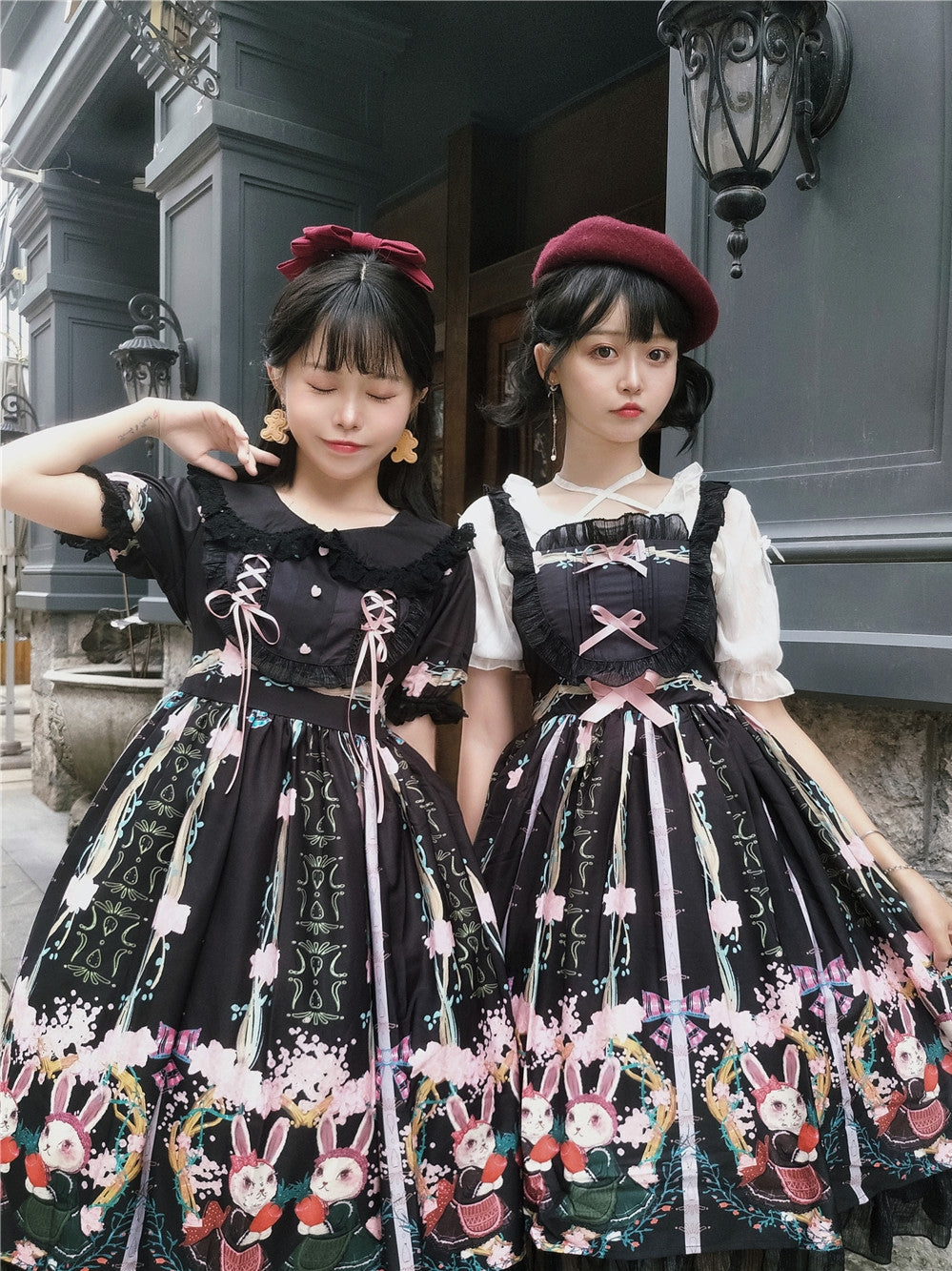 Niu Niu~Picnic bunny girl~Plus Size Sweet Lolita Dress 2XL black OP 