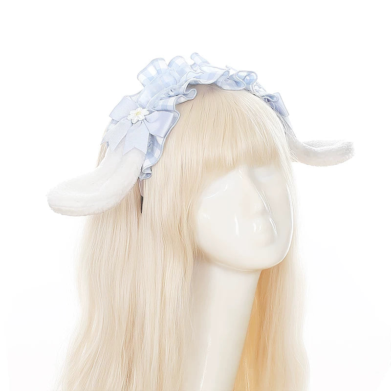 Daisy Cake - Blue Plaid Sweet Lolita JSK Dress, Daisy-trimmed Bows KC Only S