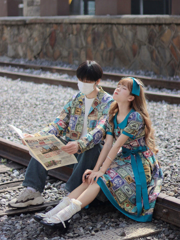 Miss Cube - Antique Label - Retro Lolita Shirt American Customized Loose Print Blouse