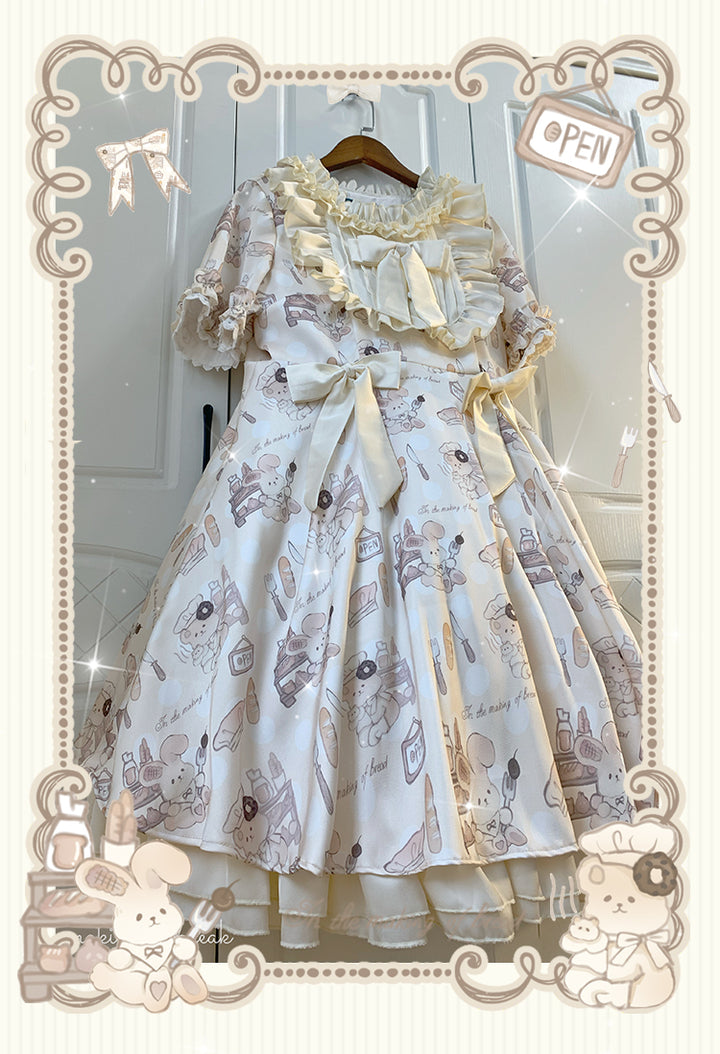 Naomistudio~Cartoon Dogs~Sweet Lolita OP Bows Dress Plus OP   