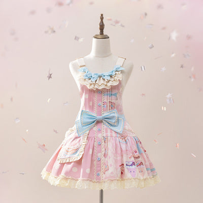 Mewroco~Frost Sugar Sweetheart~Lolita Cute Daily Strappy Dress S frosty sweetheart carrier pink 