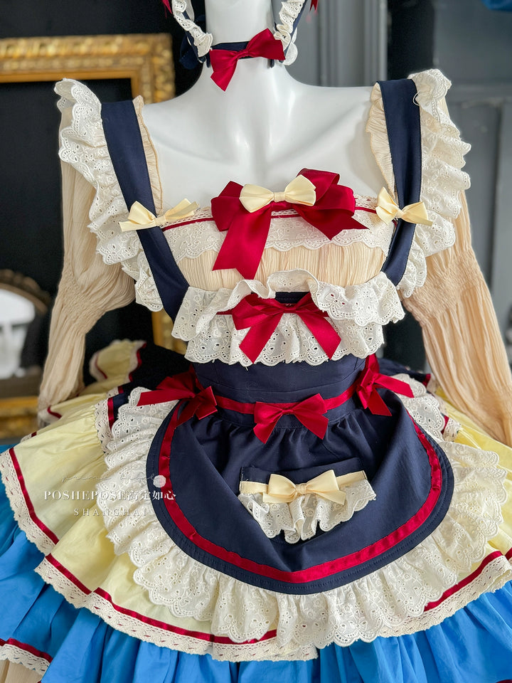 POSHEPOSE~Maid Bunny~Gorgeous Sweet Lolita OP Dress with Detachable Sleeves and Apron 41664:720630