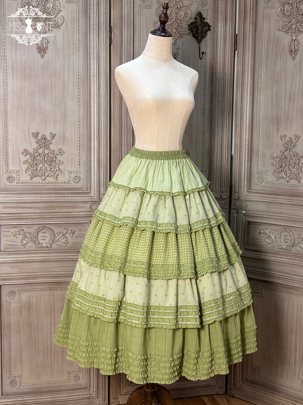 Miss Point~Garden Sunflower~Country Lolita SK Patchwork Tiered-Ruffles Skirt (L M S) 42511:742985