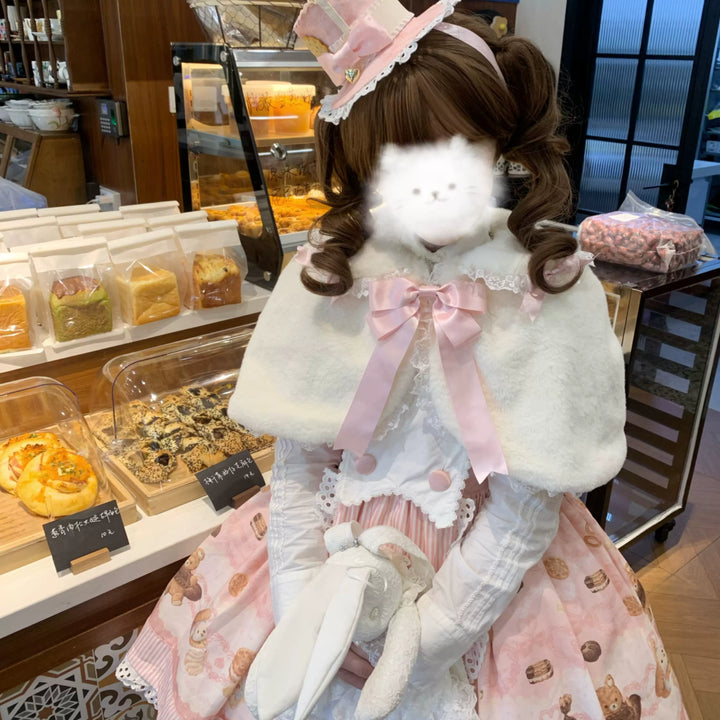 The Seventh Doll~Old School Lolita Cape Bunny Plush Short Coat 40174:654670