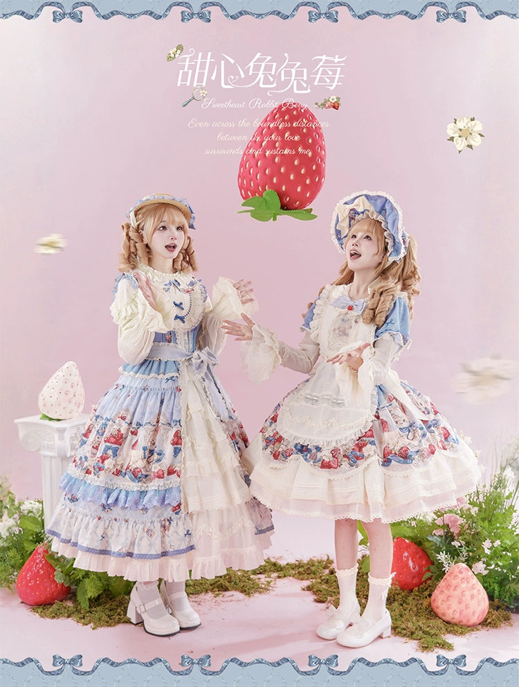 Honey Machine - Sweetheart Rabbit Berry - Country Lolita Ivory Blouse, Underskirt & Apron 44138:796233