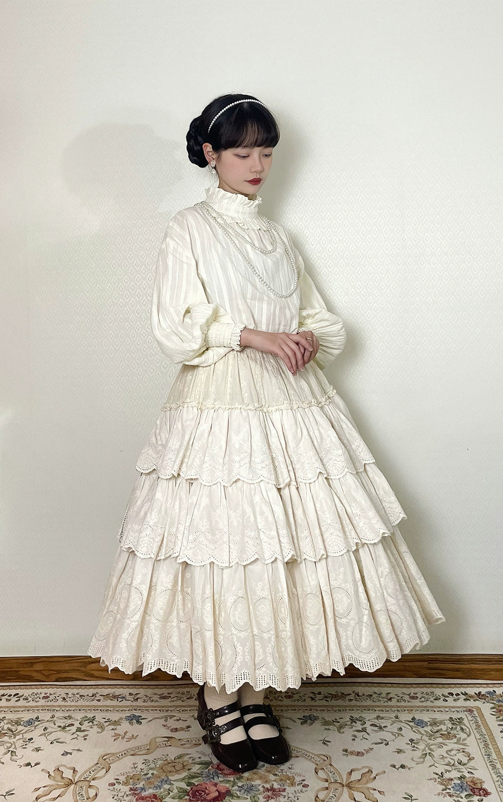 (BFM)Miss Point~Customized Lolita Skirt Embroidery Lace Cotton Lolita Skirt 31828:370830