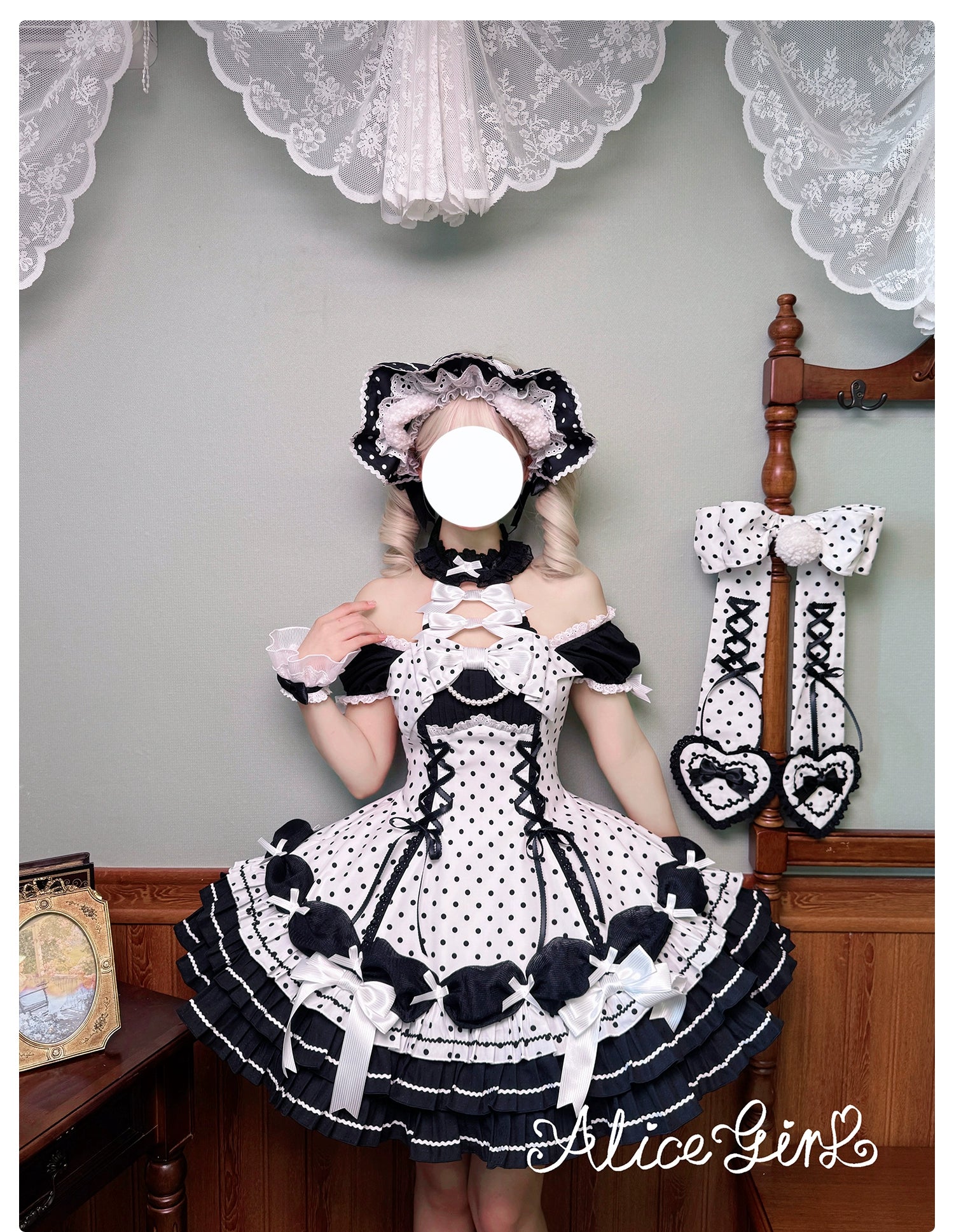 Alice Girl - Old School Polka Dots - Halter Neck Sweet Lolita OP Dress 43701:783524