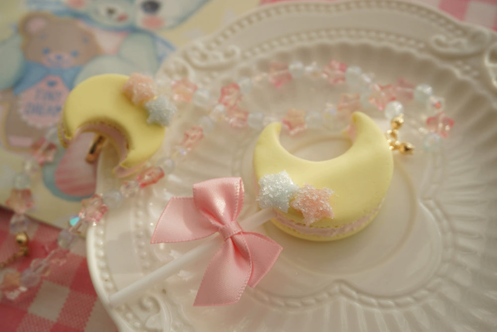 Cat Tea Party~Kwaii Lolita Accessories Moon Lollipop Clay Necklace Ring   