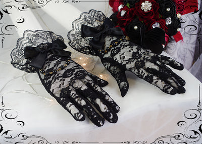 (Buyforme)Fairy Tales~Fate Quartet Bridal Lolita Gothic Accessories Blouse black free size gloves