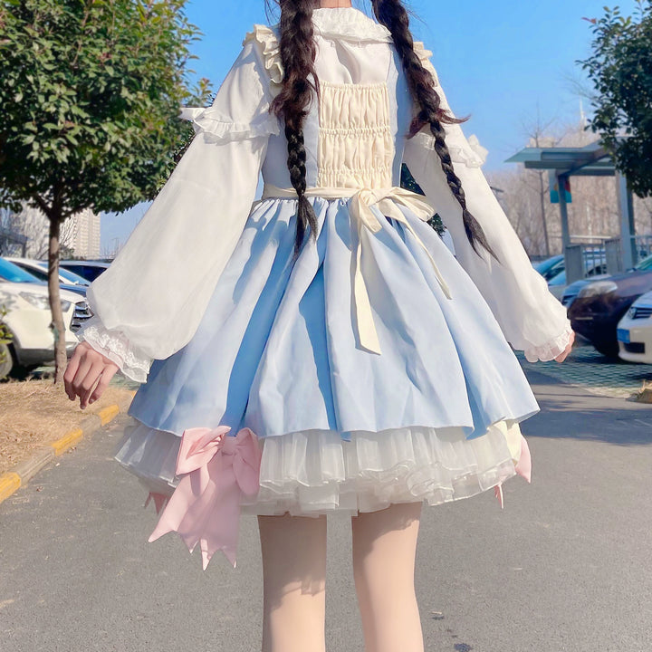 DMFS Lolita~Sweet Lolita Blouse Double-layered Puff Sleeves Lolita Shirt 34102:669328