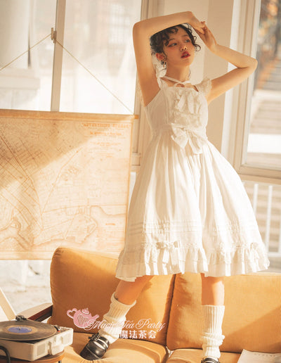 Magic Tea Party~Cute Lolita Jumper Skirt Multicolors JSK L White JSK 