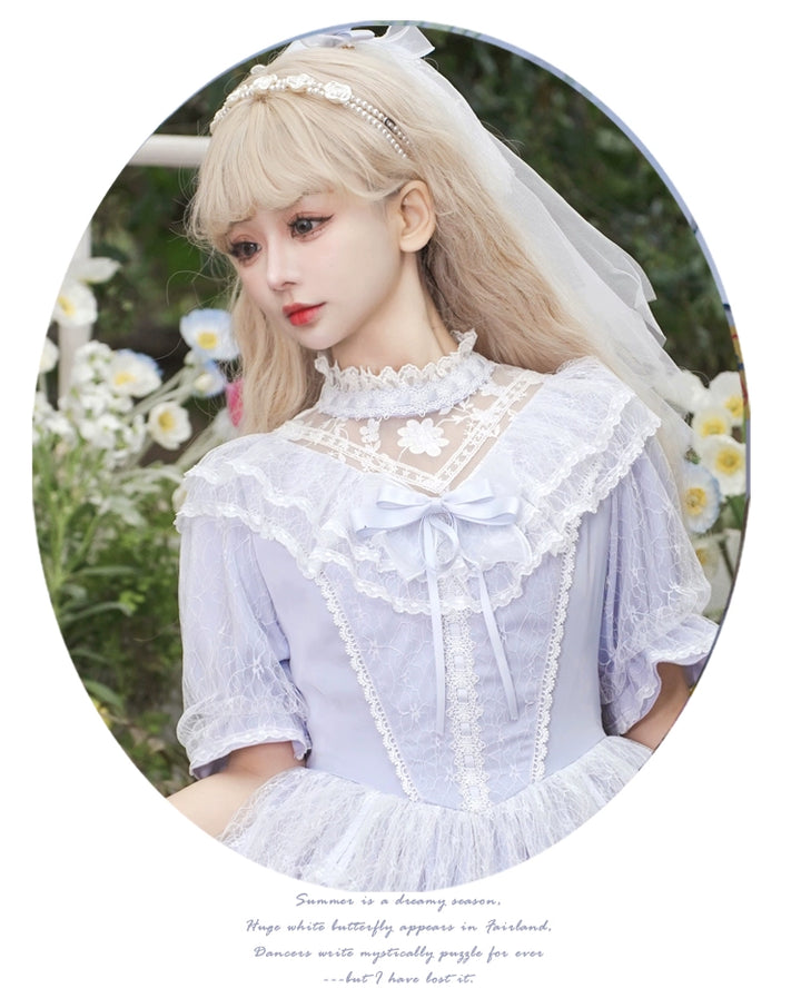 Eieyomi~Iris Love~Classic Lolita OP Princess Lolita Puff Dress and Veil   