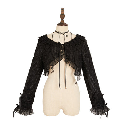 Nuit De Cellophane~Elegant Lolita JSK Dress Irregular Skirt Summer XS Black Cardigan 