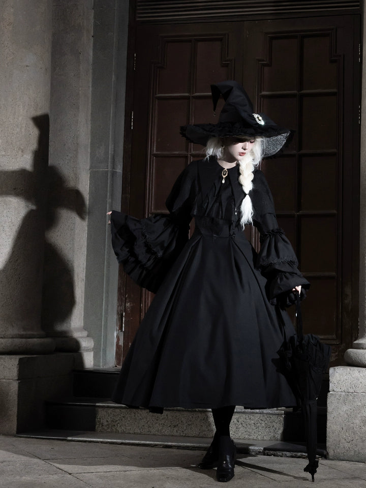 Muppet Mind Ben~Garden Witch~Gothic Lolita Dress Outfit Pointed Collar OP Batwing Cape 41414:772165