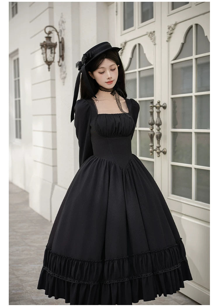 Audrey's Reply - Classic Lolita Square Neck OP, Detachable Embroidered Collar