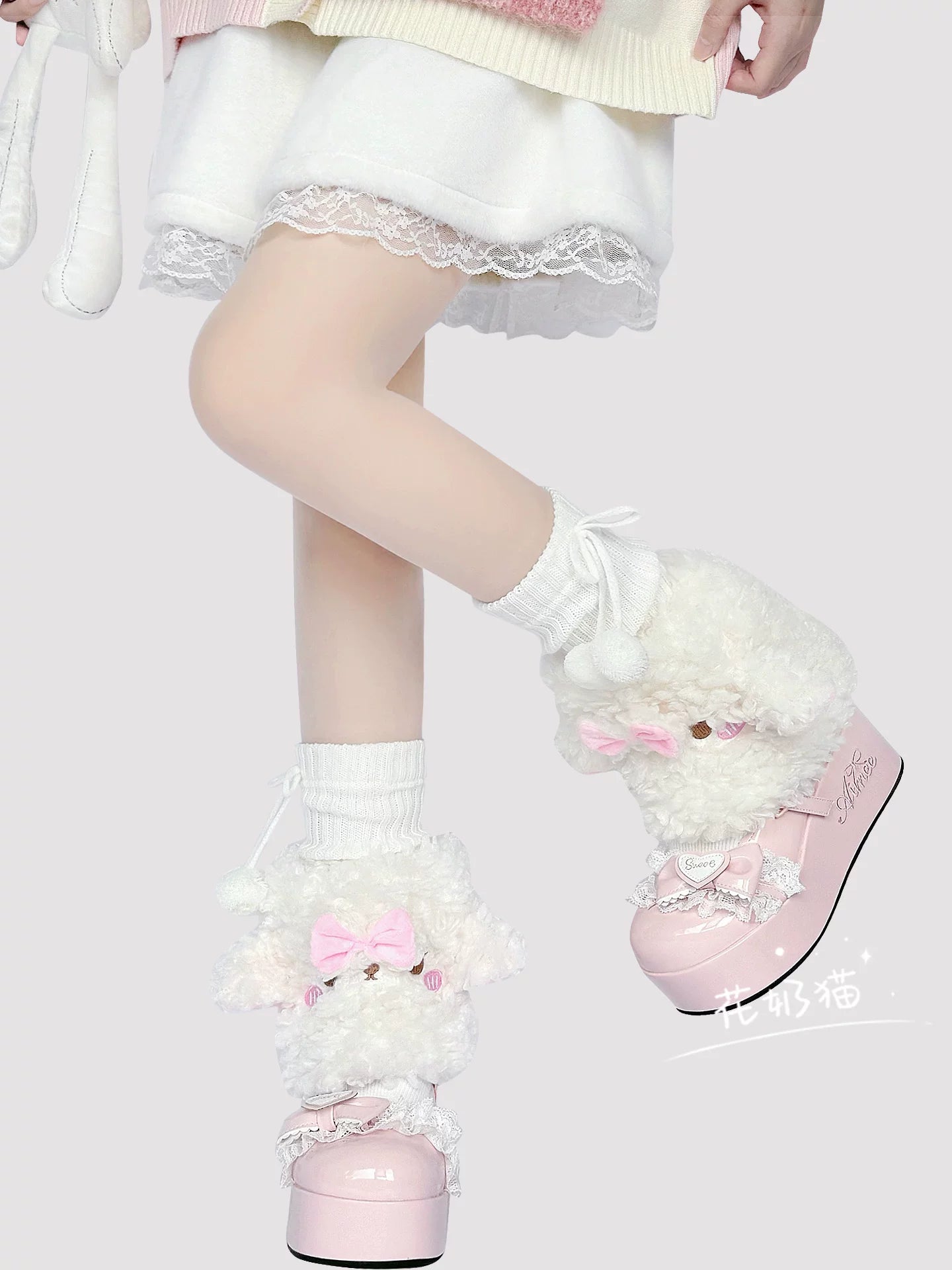 Winter Kawaii Lolita Leg Warmers, Lamb-shaped