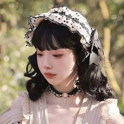 CR Cat Romance~Coconut Milk Boo Boo~Elegant Lolita Polka Dot OP S-M hairband 