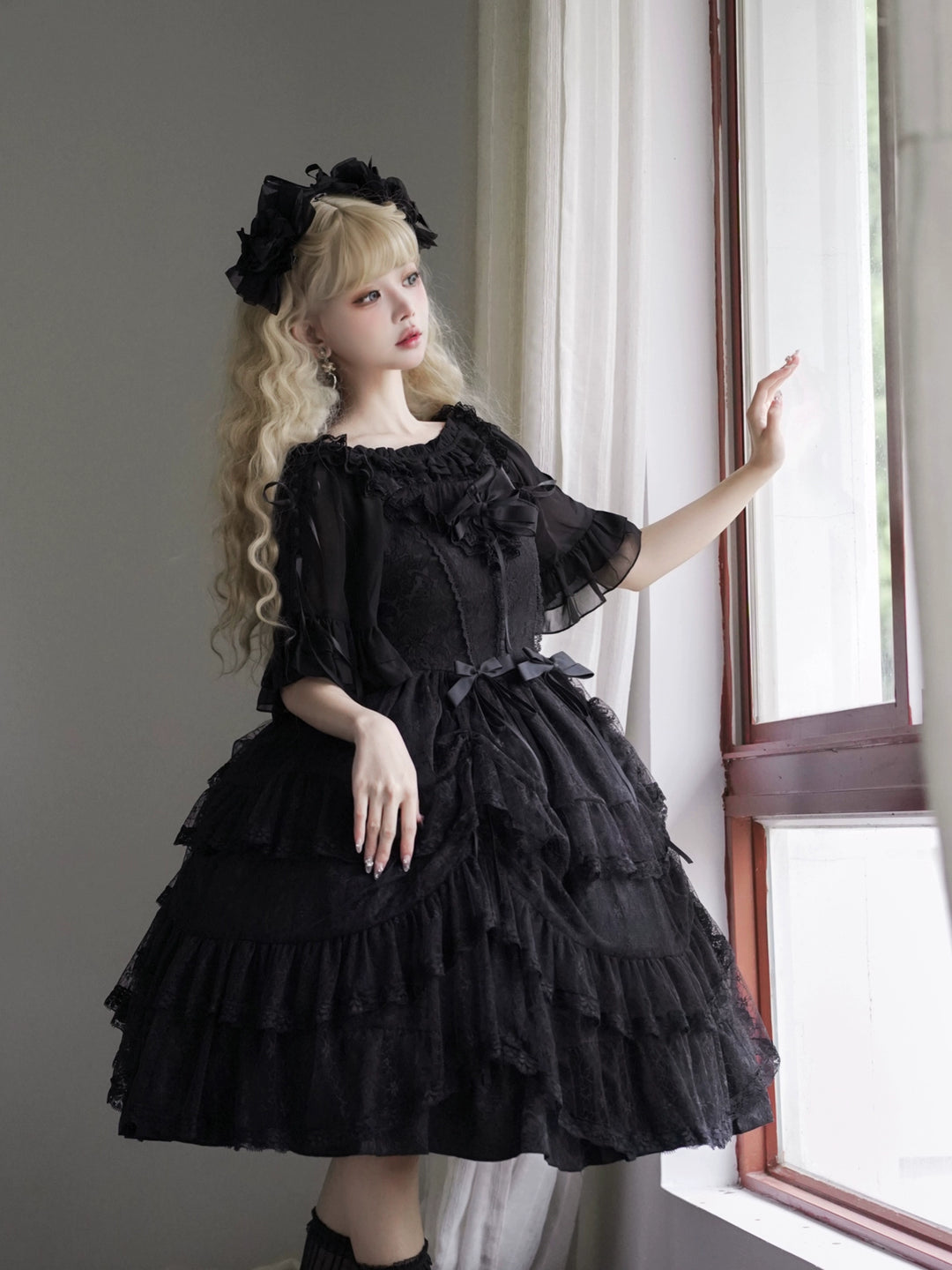 Eieyomi~Iris Love~Classic Princess Lolita JSK Elegant Chiffon Top