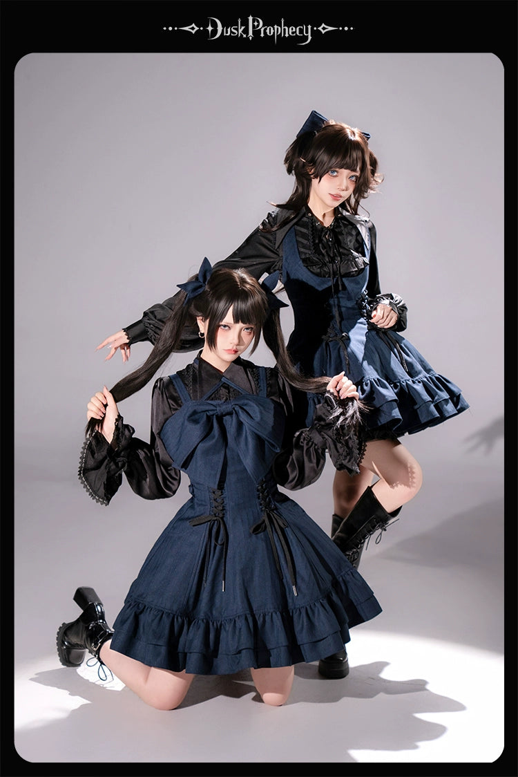 DuskProphecy - Heron - Classic Lolita Striped JSK Dress, Halter Neckline 44313:802930