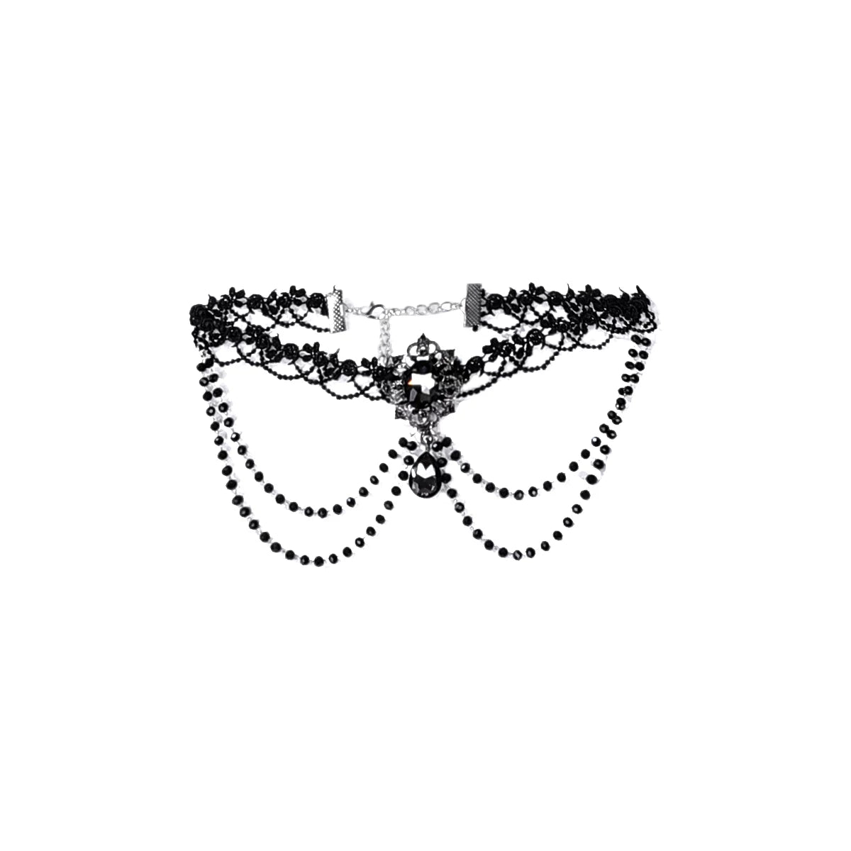 Eternal Thorn of the Dragonbone - Embroidered Gothic Lolita JSK Dress, Off-Shoulder Choker S