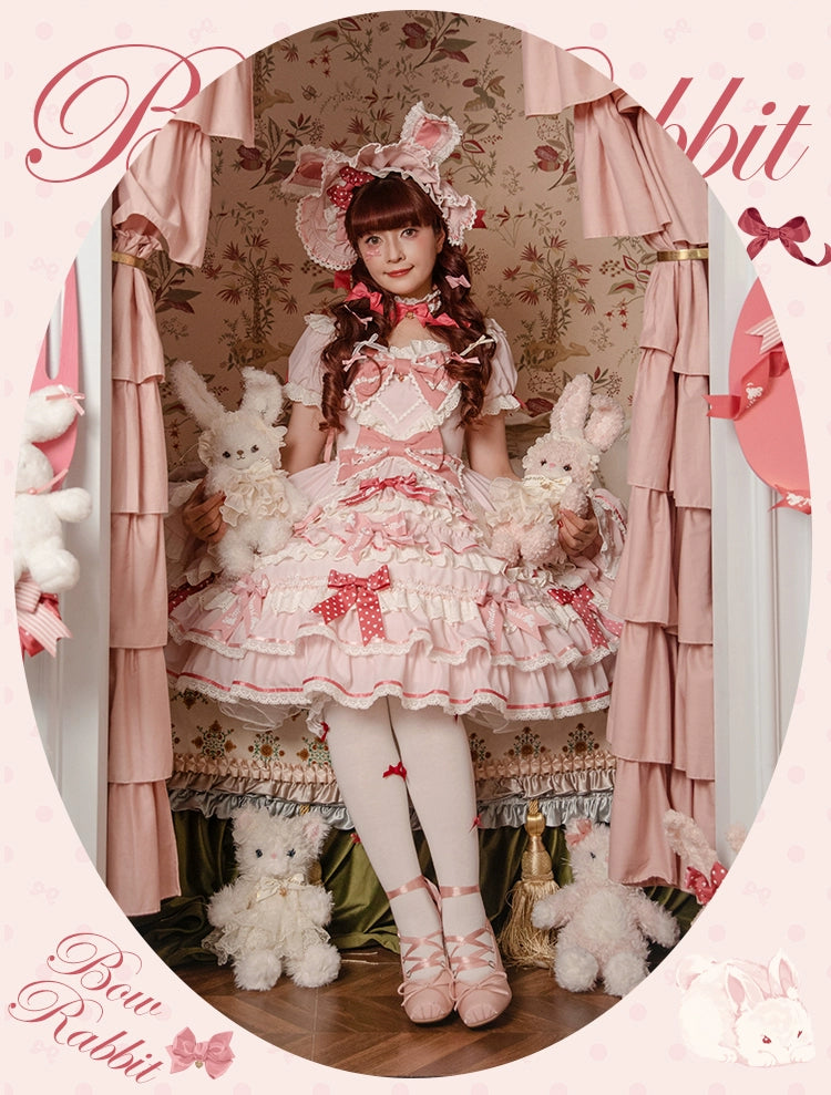 Mademoiselle Pearl~Bow Rabbit~IP Collab Sweet Lolita OP in Multiple Styles