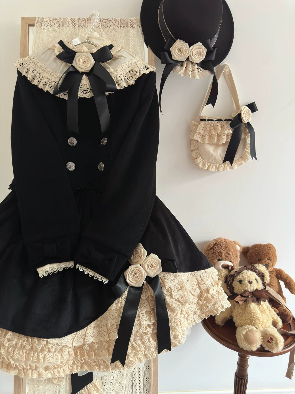 LeMiroir - Winter Solstice - Elegant Lolita Hat, Detachable Collar, Handbag 44088:794386