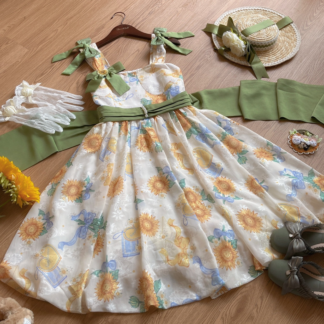 Akiyama Future Studio~Sunflower Print Lolita JSK Dress in Breathable Light Fabric 42790:753506
