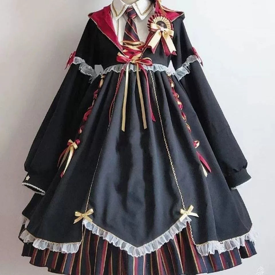 Cream Puff~Magic Girl~Gothic Lolita Black Dress Set S black OP without hat 