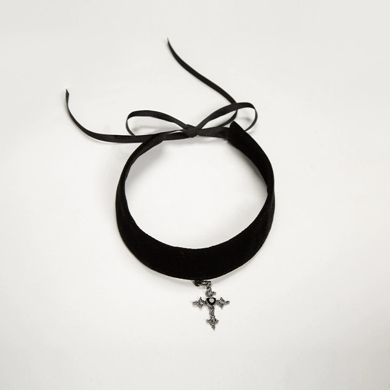 With PUJI - Apocalypse - Gothic Lolita Velvet OP Dress Set, Fishbone Waist (L M S) 44128:797108