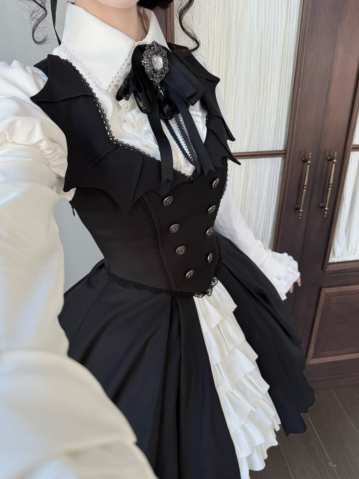 Bat Guardian - Halloween Gothic Lolita JSK Dress Set, Bat Wing Collar (L M S XL) 46028:872898