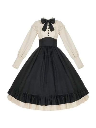 With PUJI~Christine~Elegant Lolita OP Dress Rose Embroidery Dress (L M S) 34174:525464
