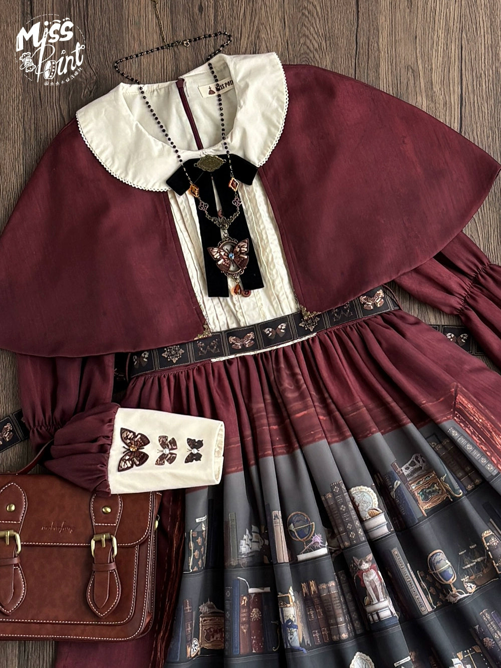 Miss Point - German Bookshelf - Classic Lolita OP Dress & Detachble Cape 44023:792374