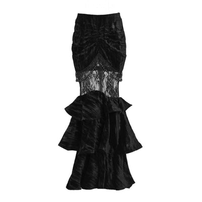 Blood Supply~Duchess~Gothic Lolita Mermaid Skirt Velvet Hip-Hugging Lolita Long Skirt Velvet mermaid skirt S 