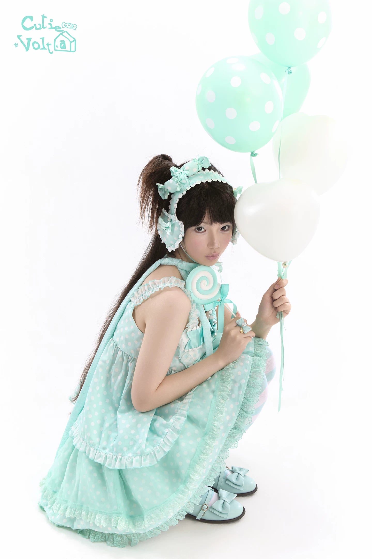 Candy Cottage - Old School Lolita Polka Dot Dress & Top Skirt Set 45522:851856