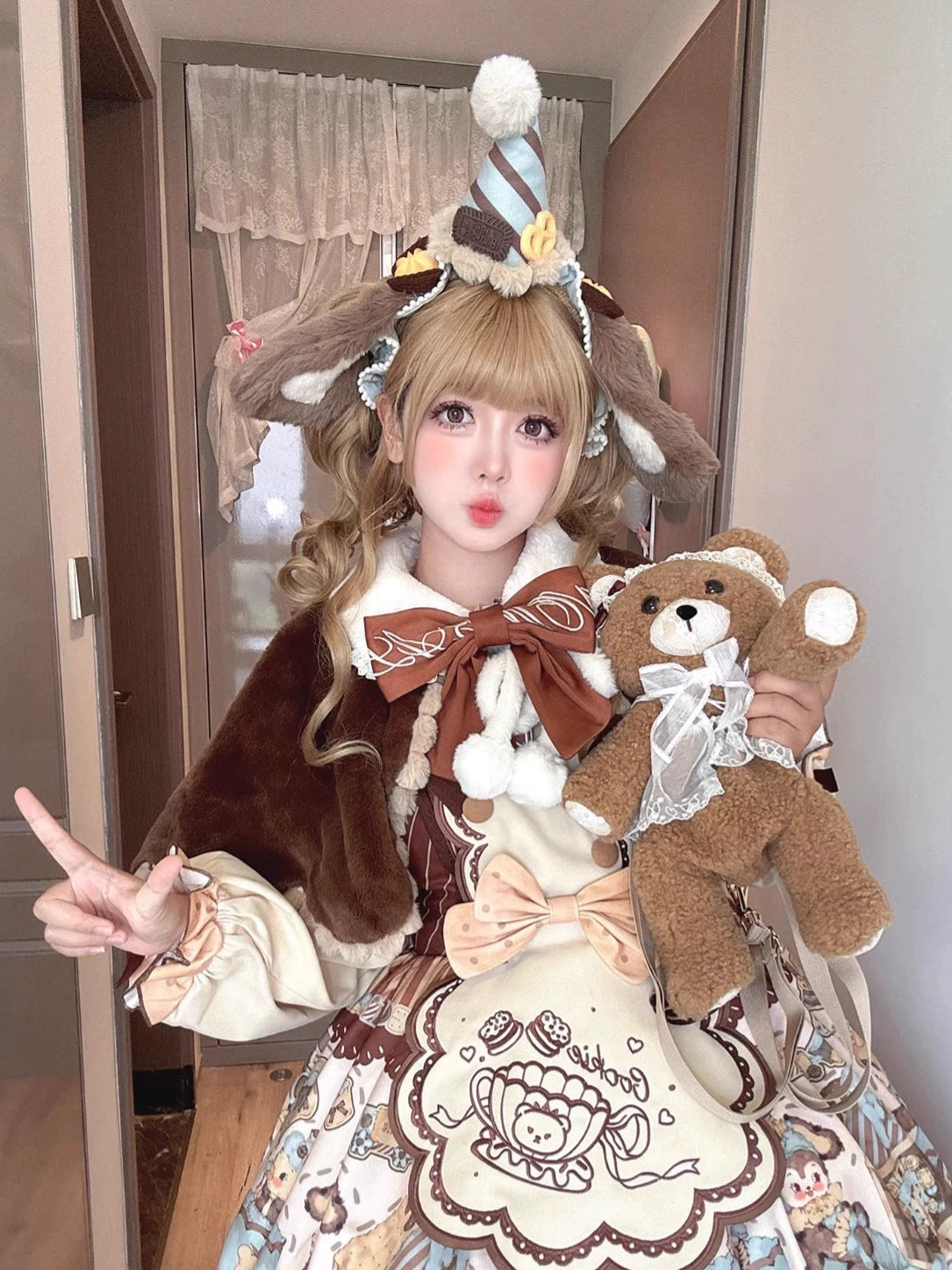Star Fantasy - Cookie - Winter Plush Lolita Cape, Headdress