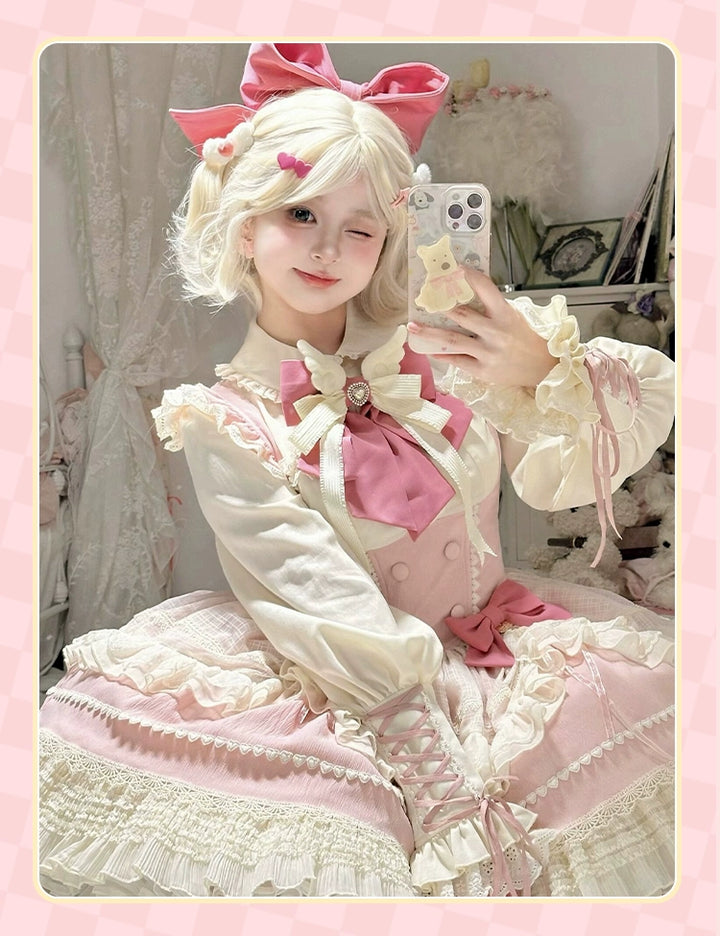 Sakurahime~Cupid Overture~Sweet Pink Lolita Jumper Dress Bust-Supporting JSK