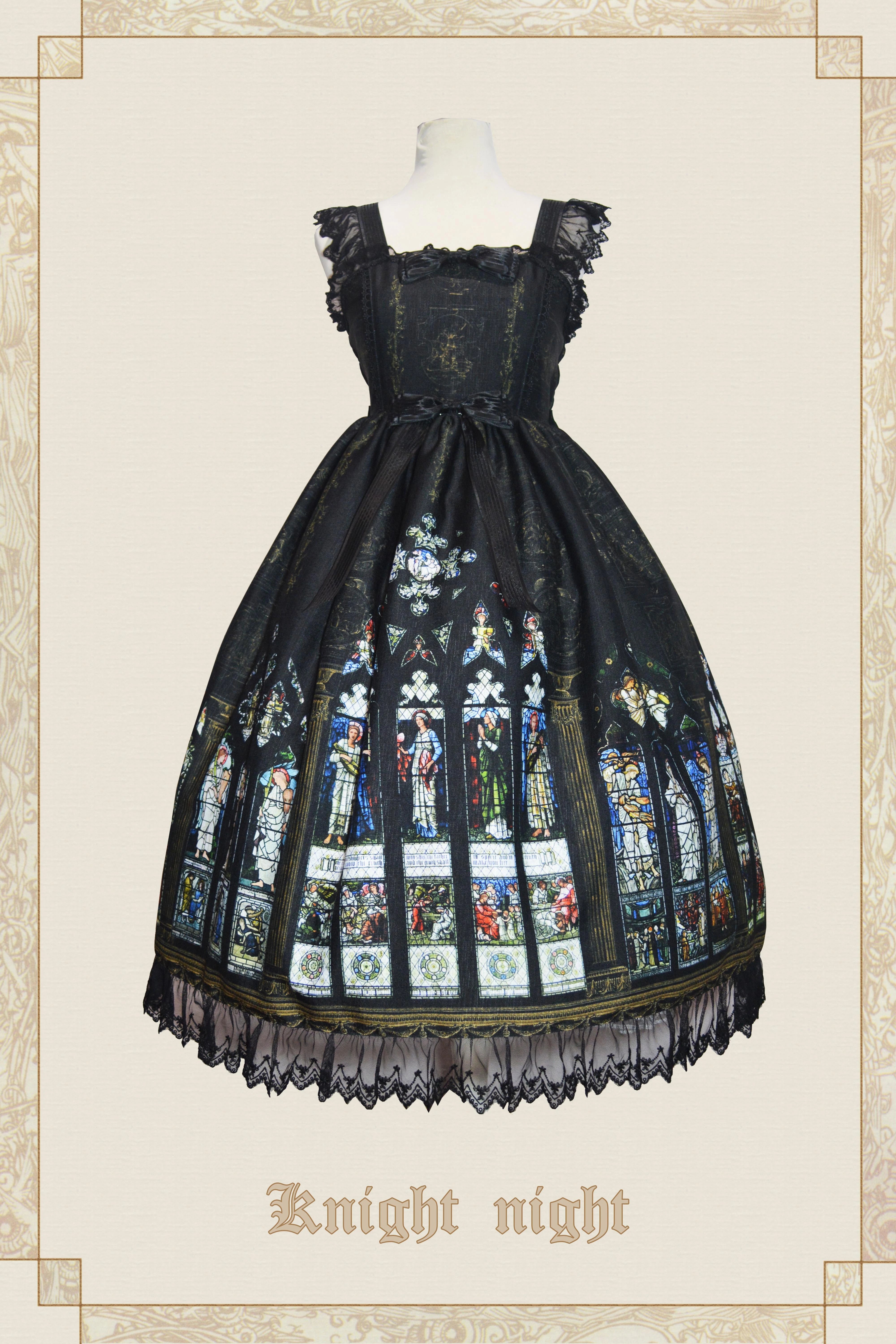 Knight night - The Saint Priest - Stained Glass·Sain Lolita Jumper Dress S Black X Gold