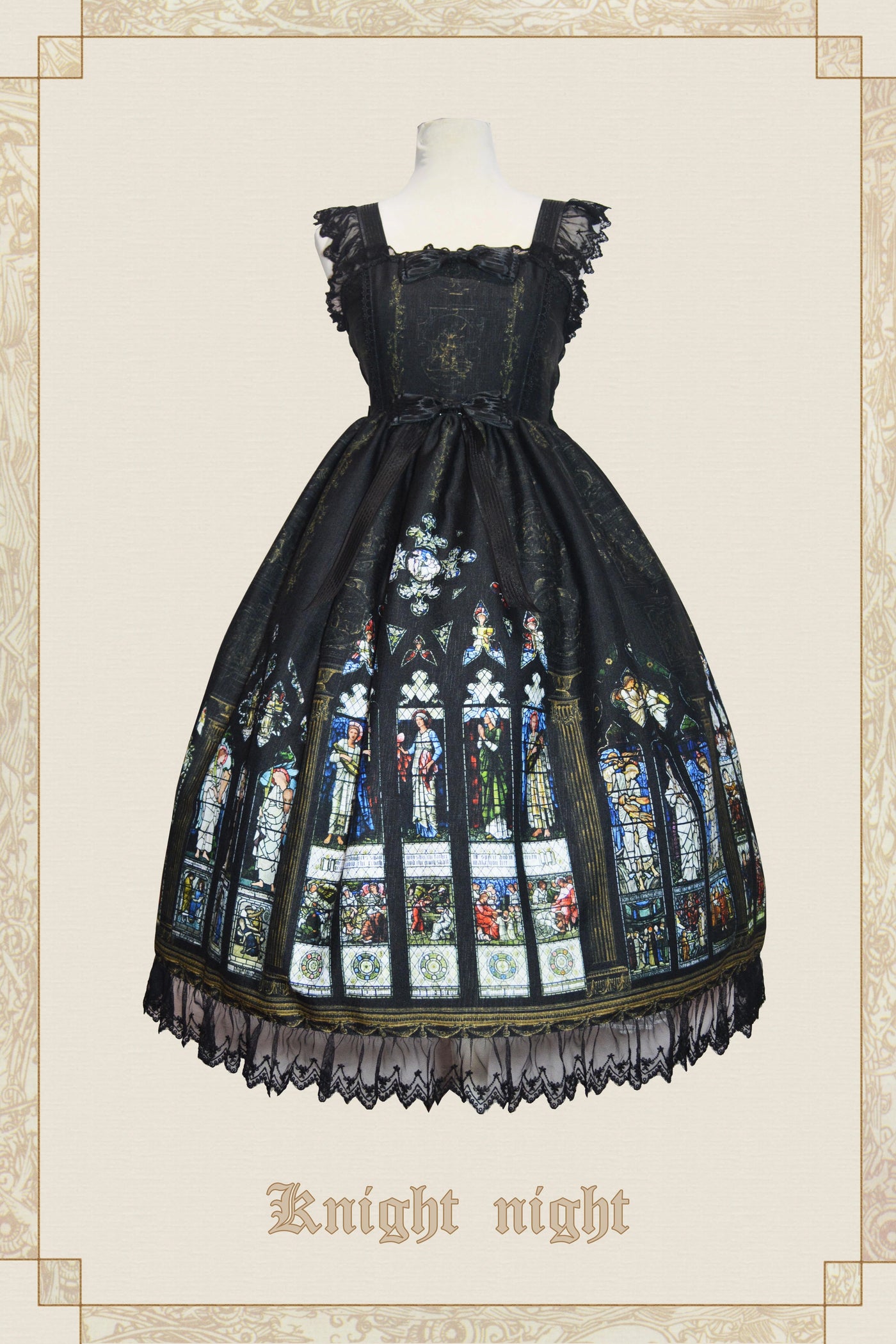 (BFM)Knight night~The Saint Priest~Stained Glass·Sain Lolita Jumper Skirt S Black X Gold 