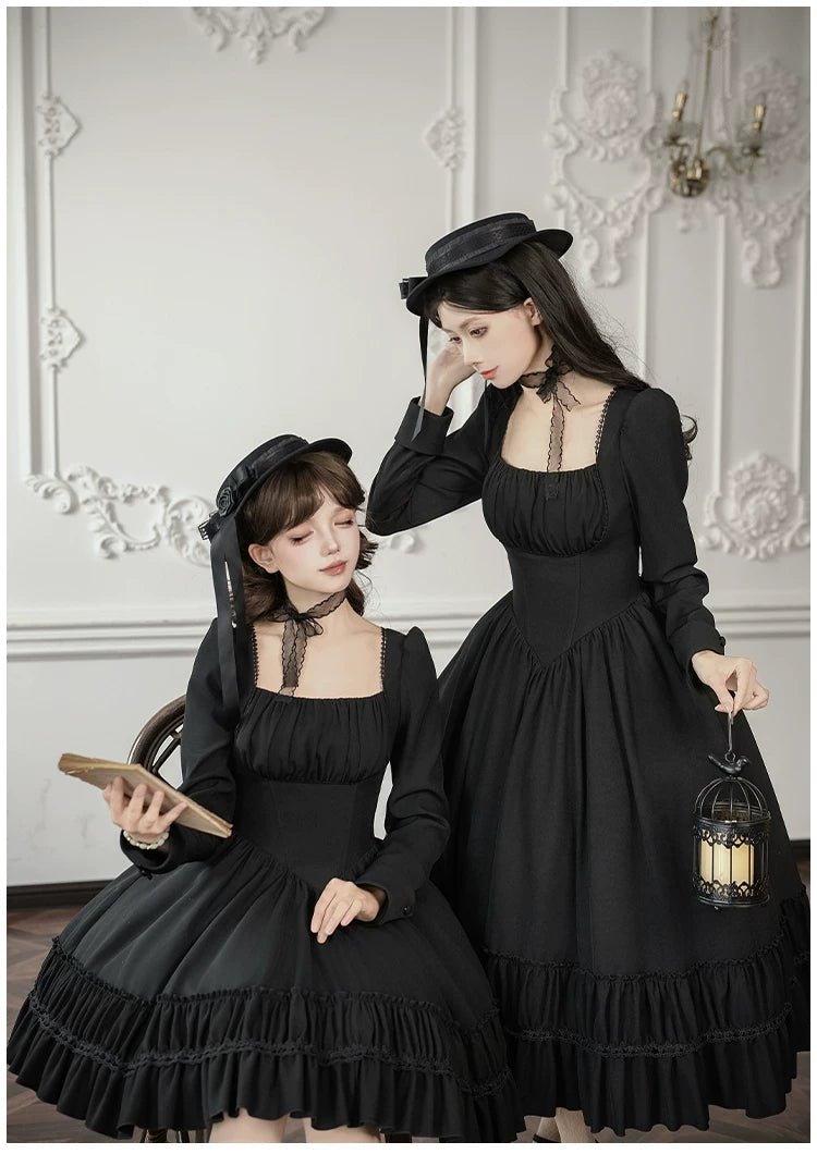 Audrey's Reply - Classic Lolita Square Neck OP, Detachable Embroidered Collar