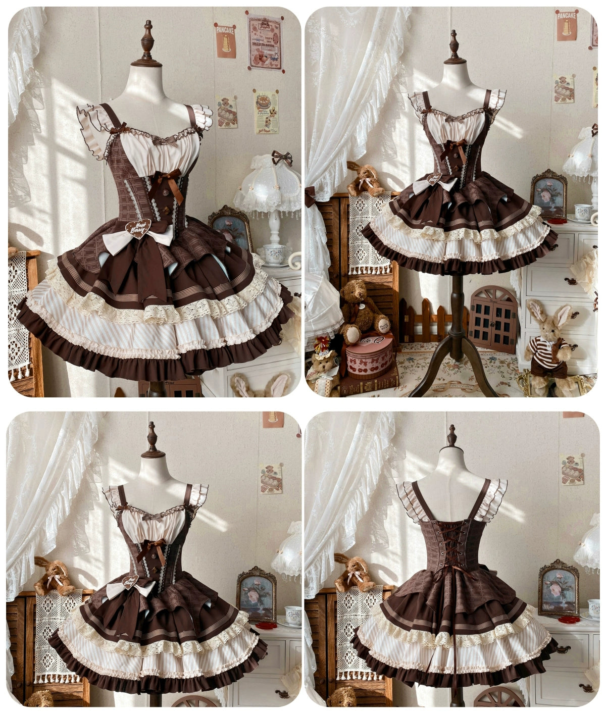 Hawthorn Berries~Thin Choco~Sweet Lolita Petite JSK Puffy Mini Dress KC 41394:695260