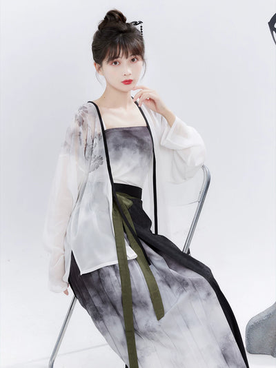 Chixia~The Book of Songs~Han Lolita Ink Painting Dress Set   