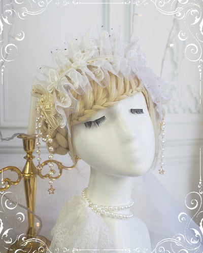 (Buyforme)Fairy Tales~Fate Quartet Bridal Lolita Gothic Accessories Blouse white free size hairband