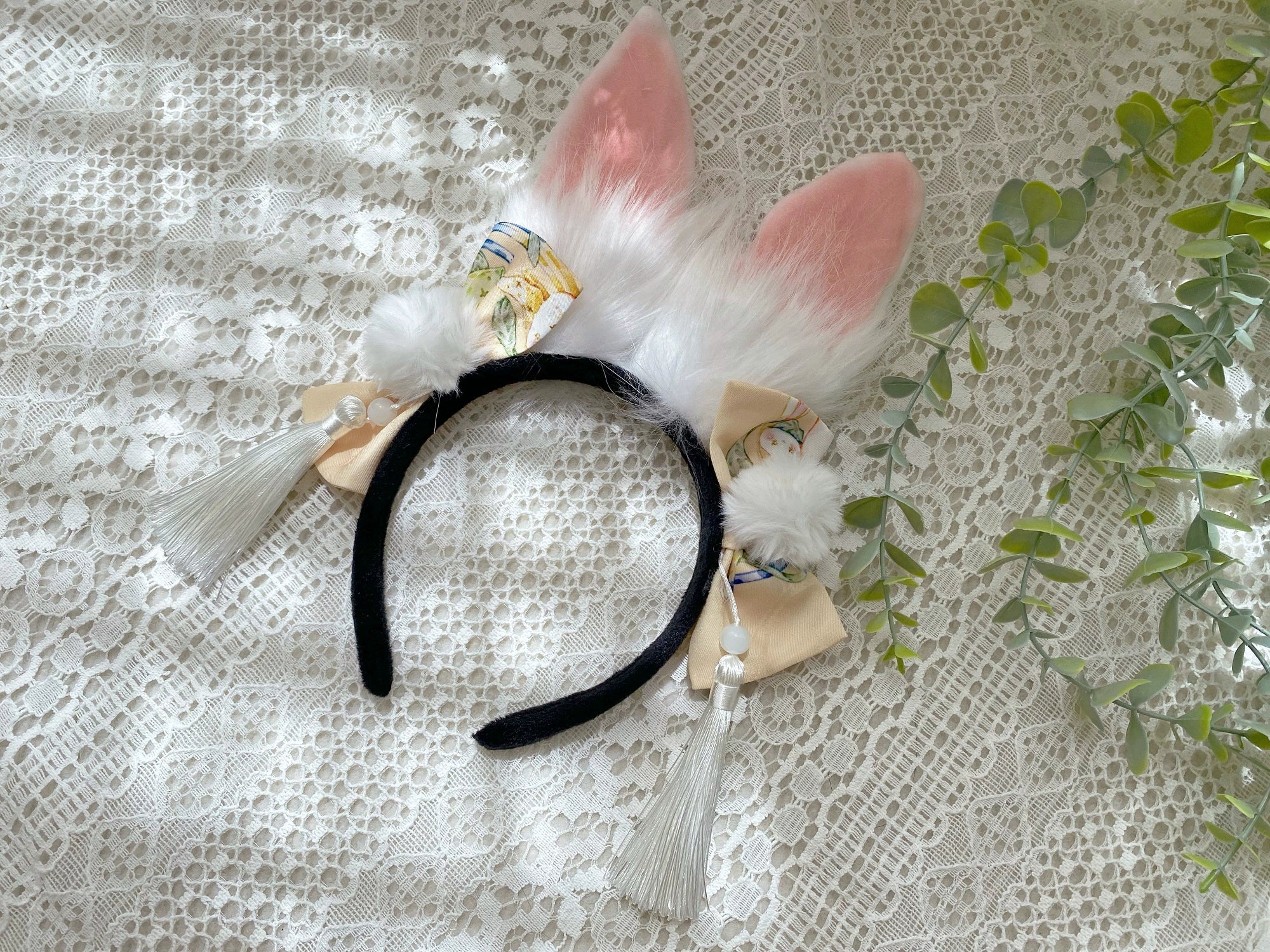 YingLuoFu - Laurel - Kawaii Han Lolita Jumper Dress Rabbit Print S rabbit ear KC (One Size)