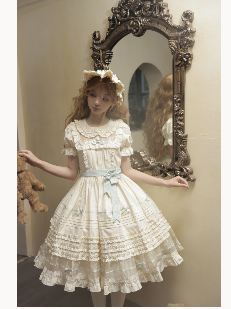 The Seventh Doll~Hazy Afternoon~Vintage Lolita OP Dress Embroidered Apron   